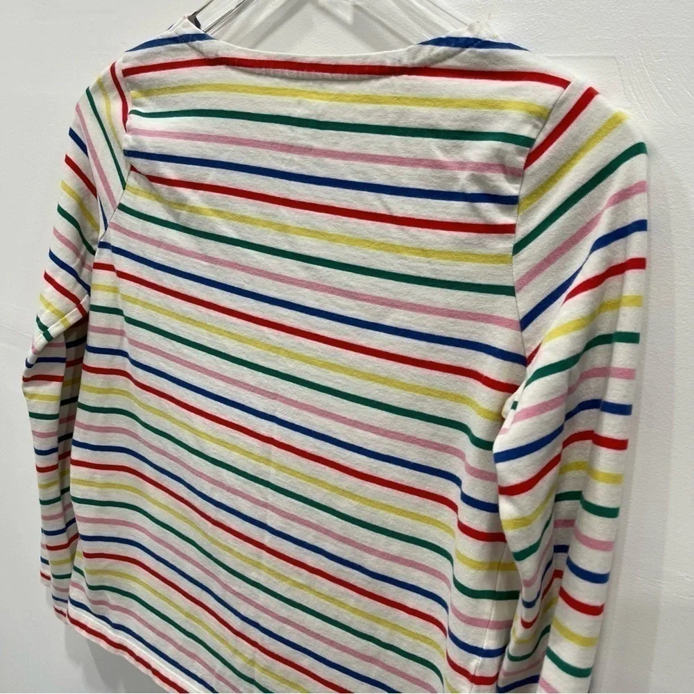 Mini Boden Breton T-Shirt Long Sleeve Rainbow Stripe Size 13-14y Cotton